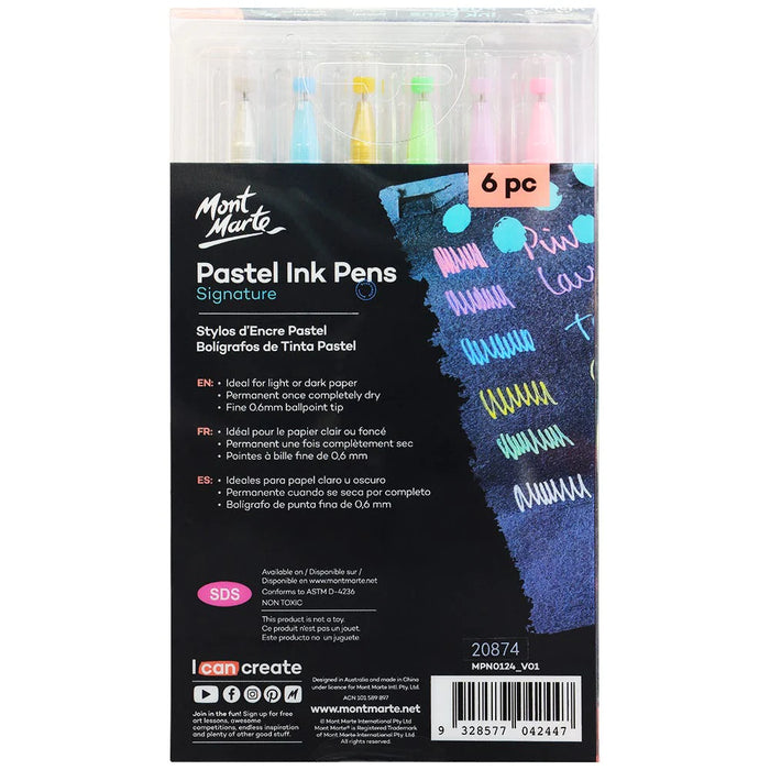 Mont Marte Pastel Ink Pens 6pc