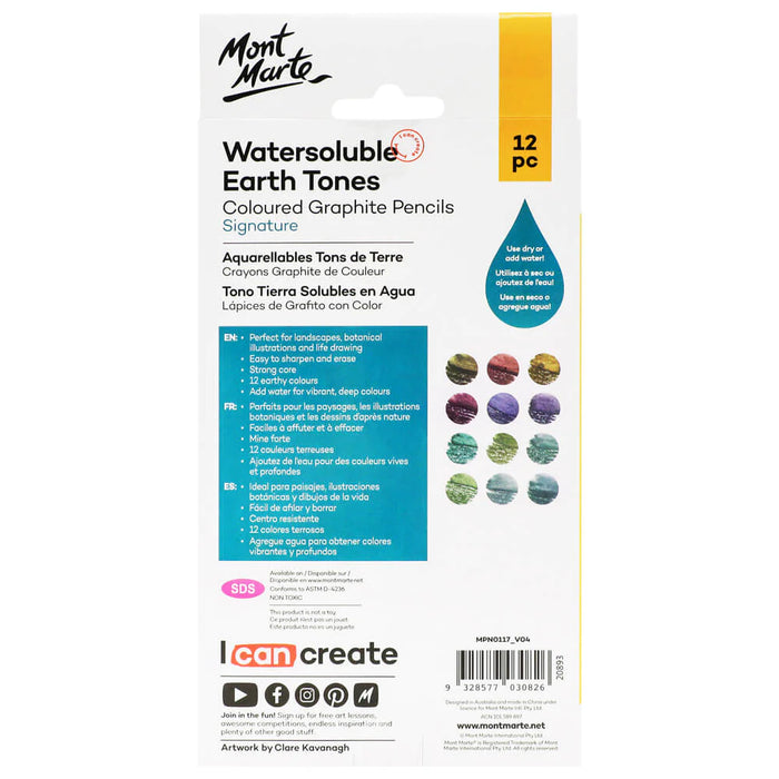 Mont Marte Graphite Earth Tones 12pc